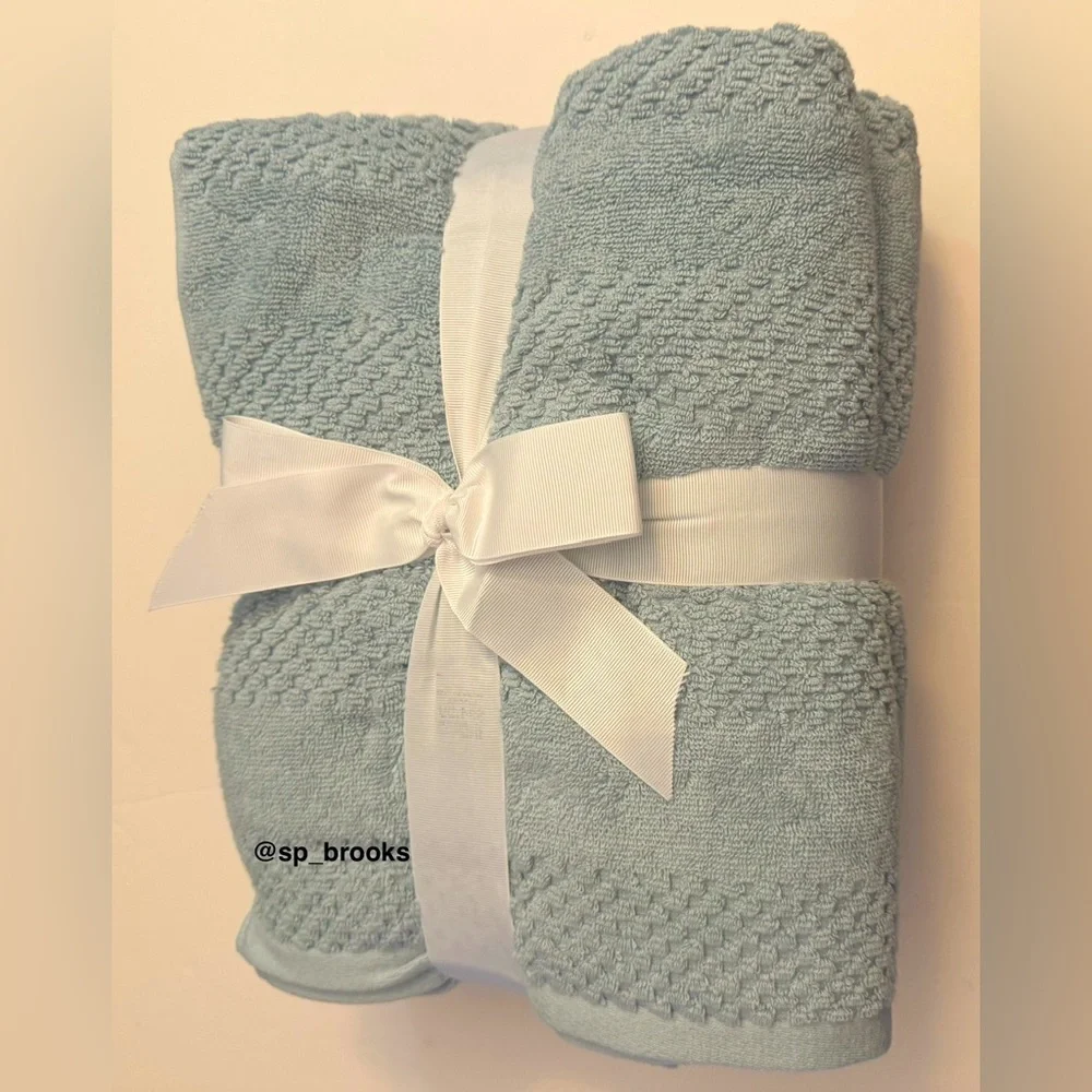 🎁6PC Hotel Balfour Bath Towel Bundle - Cotton -Mystical Blue- Waffle Textured